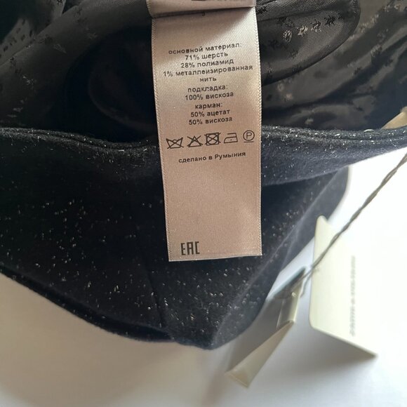 NWT ZADIG & VOLTAIRE JOUR SPARKLE BLACK SILVER METALLIC WOOL BLEND A-LINE SKIRT - Picture 9 of 9